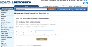 Bed Bath & Beyond Email Unsubscribe Page 2013